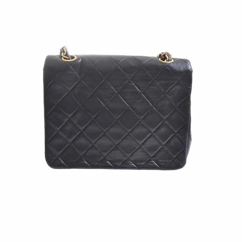 Chanel Lambskin Matelasse Here Mark Chain Shoulder Bag Black